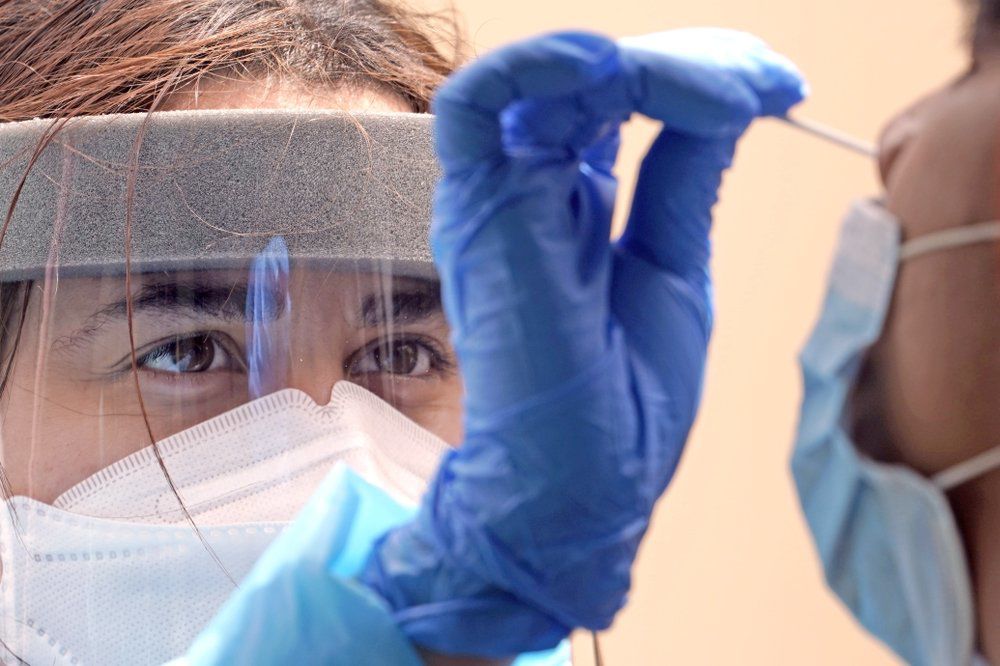 COVID-19 med student takes test sample in Houston